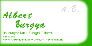 albert burgya business card